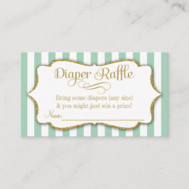 Mint Green Gold Diaper Raffle Tarjetas Baby Shower