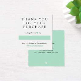 Mint Green Heart Gracias Por Su Orden