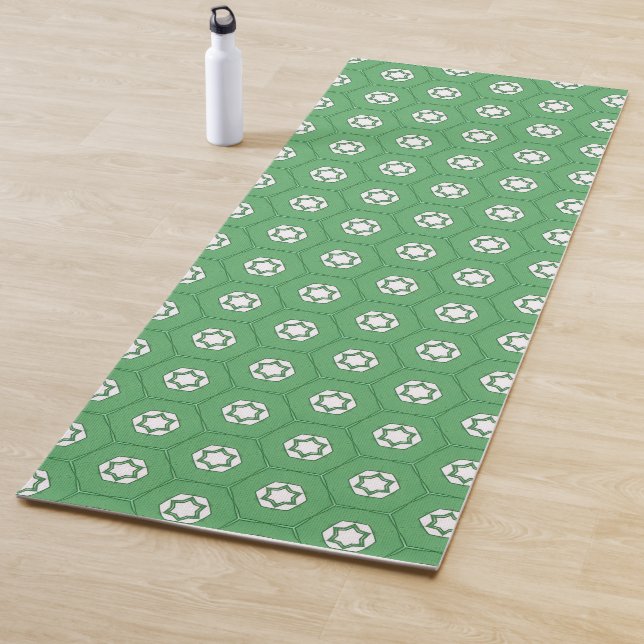 Mint green hexagons and stars yoga mat (In situ)