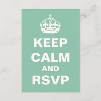 Mint Green Keep Calm Wedding RSVP