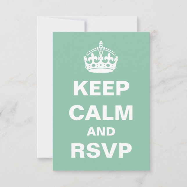 Mint Green Keep Calm Wedding RSVP (Anverso)