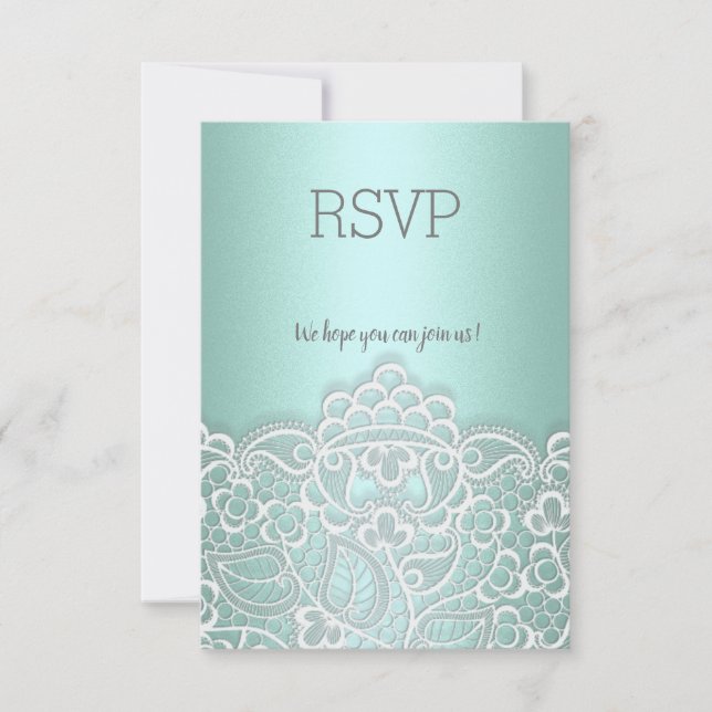 Mint green lace elegante todas las respuestas rsvp (Anverso)
