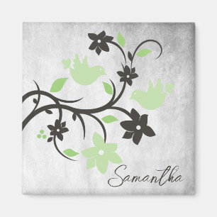 Mint Green Lovebirds Imán Personalizado
