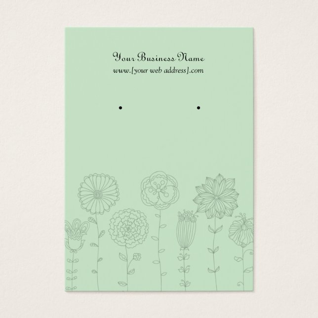 Mint Green Mod Flowers Custom Earring Card (Frente)