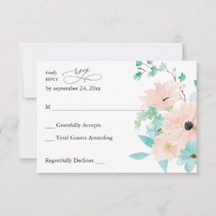 Mint Green & Pink Floral sin carne RSVP
