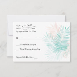 Mint Green & Pink Palm Leaf no Meal RSVP