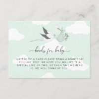 Mint Green Stork Books Solicitar Tarjeta Insertar