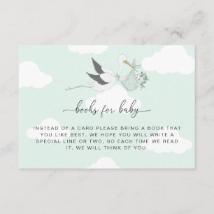 Mint Green Stork Books Solicitar Tarjeta Insertar