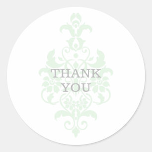 Mint Green Subtle Damask Gracias Pegatinas