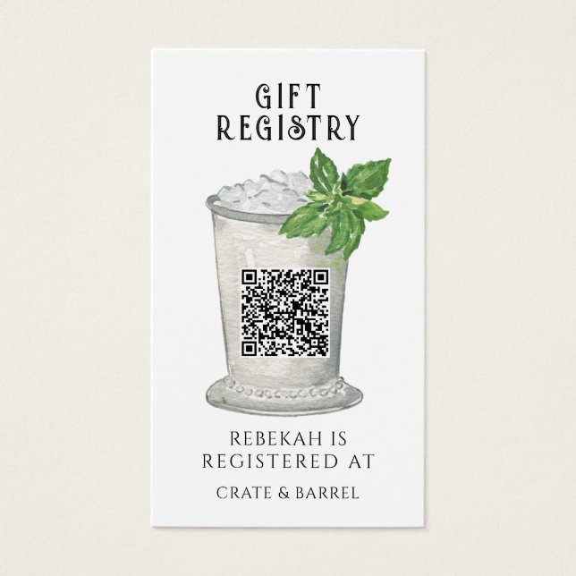 Mint Julep | Tarjeta de registro de regalo de códi (Frente)