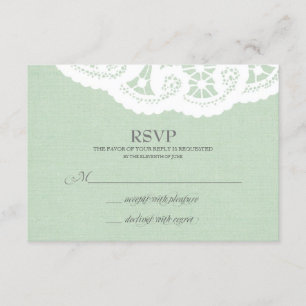 Mint Lace Doily Wedding RSVP