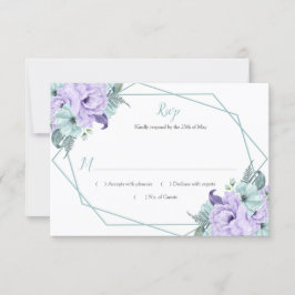 Mint Lavender Watercolor Peonies Geométrico RSVP