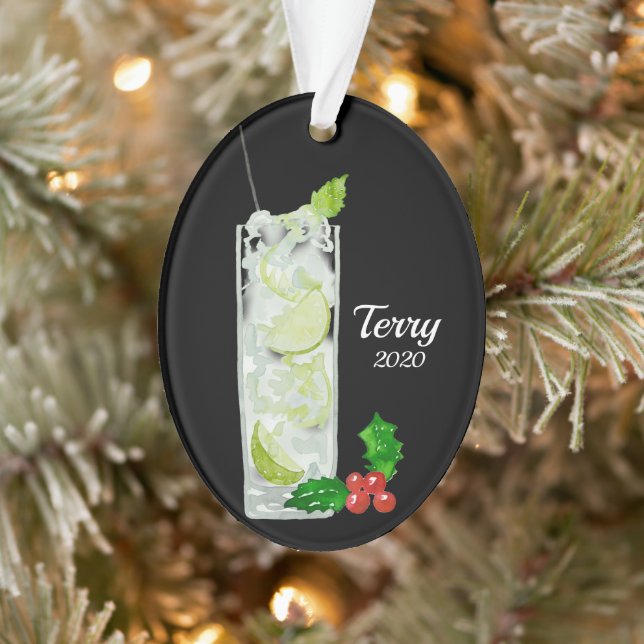 Mint Mojito Cocktail Personalizado Ornamento (Árbol)