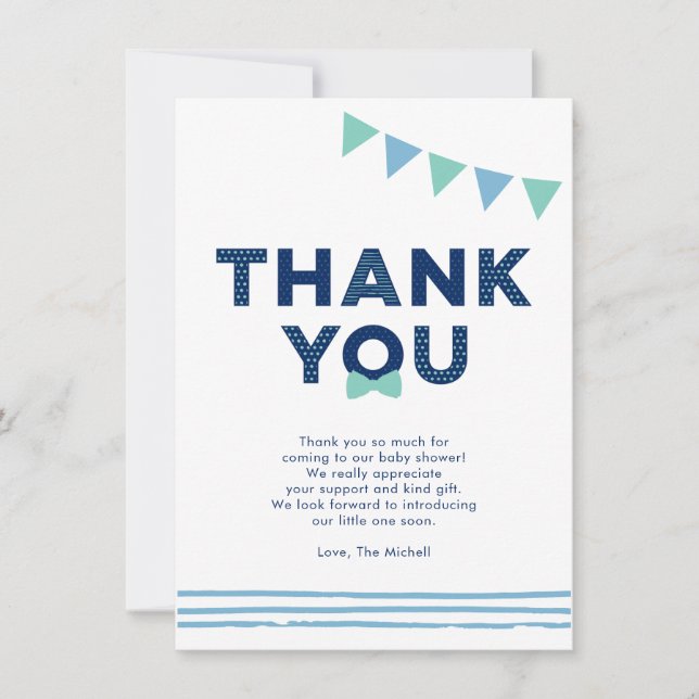 Mint & Navy | Tarjeta de agradecimiento moderna pa (Anverso)