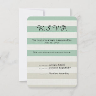 Mint, Pale y White Stripes Wedding RSVP