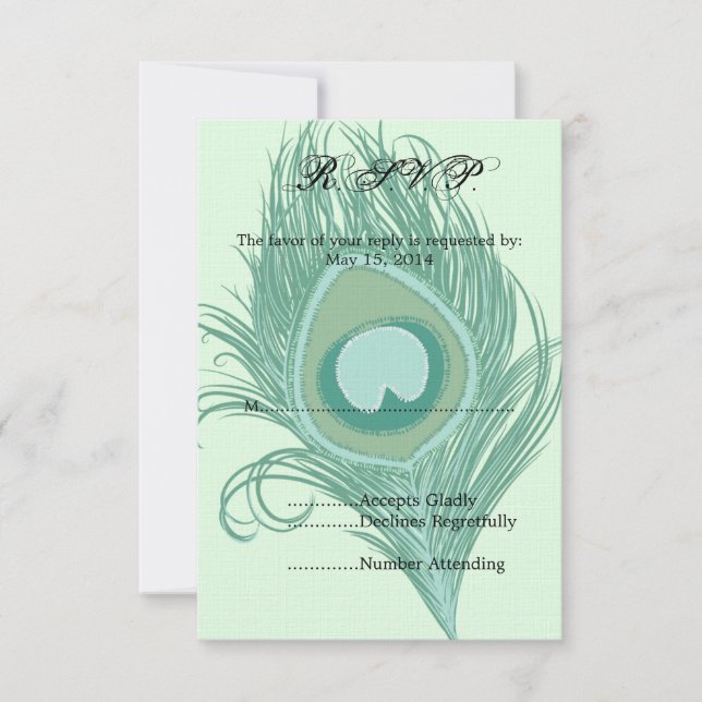 Mint Peacock Feather RSVP (Anverso)