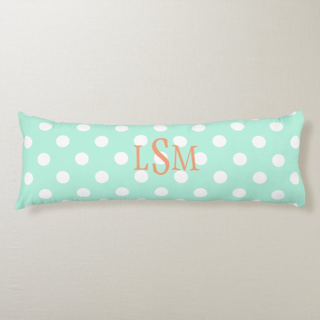 Mint polka puntos personalizado cuerpo almohada (Anverso)