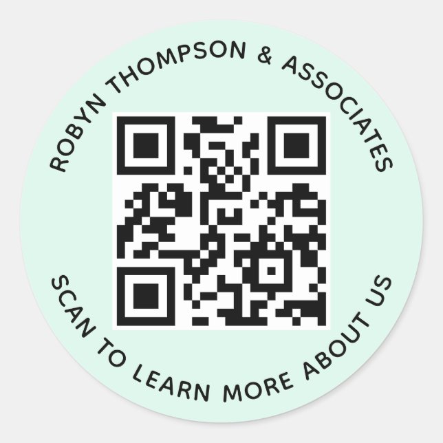 Mint QR Code Pegatinas Personalizado Nombre comerc (Anverso)
