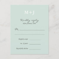 Mint Rustic Monogram Wreath Wedding RSVP respuesta