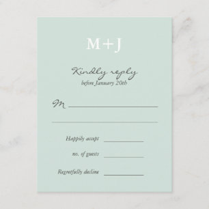 Mint Rustic Monogram Wreath Wedding RSVP respuesta