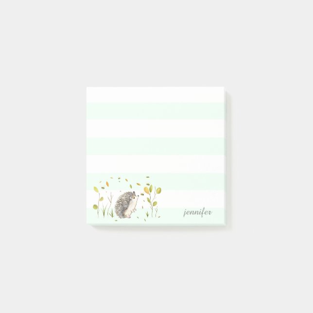 Mint Stripes Hedgehog Notas Post-it® (Anverso)