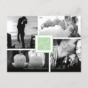 Mint White Gracias Boda 4 Foto Postal