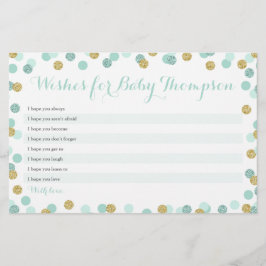 Mint y Gold Baby Shower quiere tarjetas para bebés