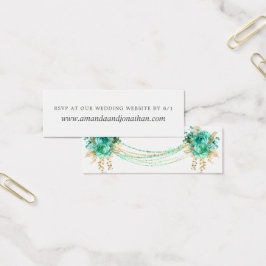 Mint y Gold Floral String Lights Wedding RSVP