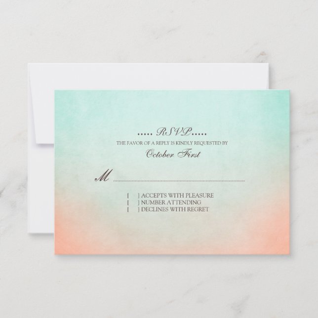 Mint y Peach Bohemian Wedding RSVP (Anverso)