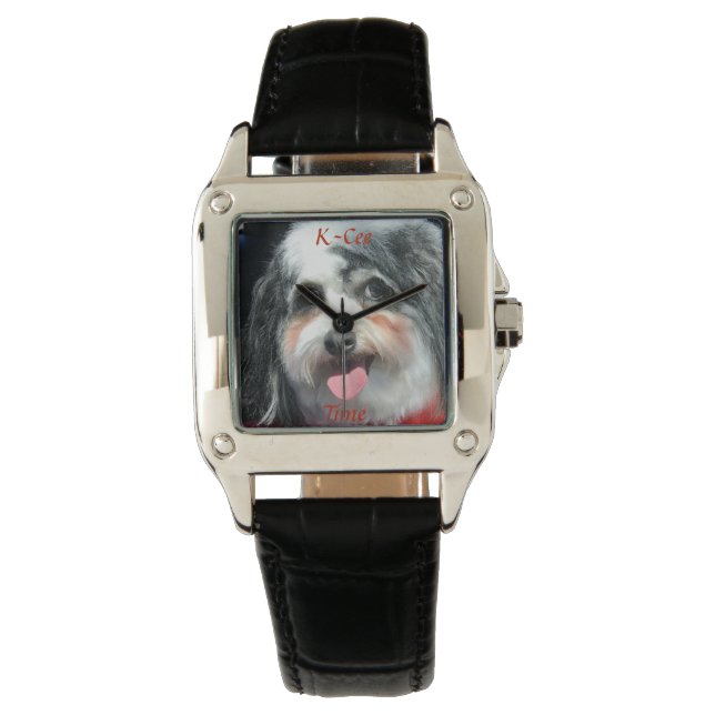 Mira, damas, foto de perro lindo, reloj de K-Cee (Anverso)