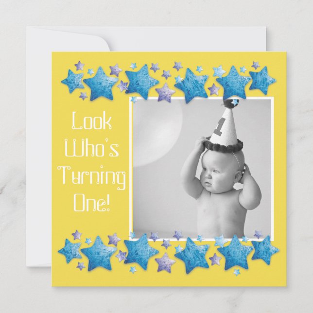 Mira quién cumple 1, primera invitación de cumplea (Anverso)