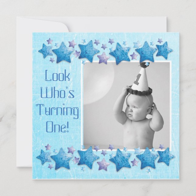 Mira quién cumple 1, primera invitación de cumplea (Anverso)