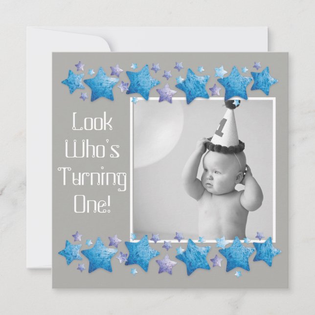 Mira quién cumple 1, primera invitación de cumplea (Anverso)