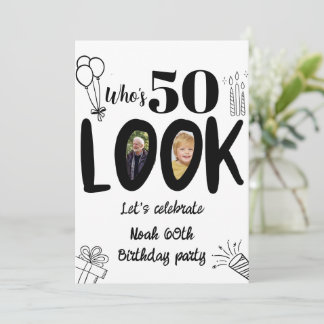 ¡Mira quién cumple 50! Invitación moderna con foto