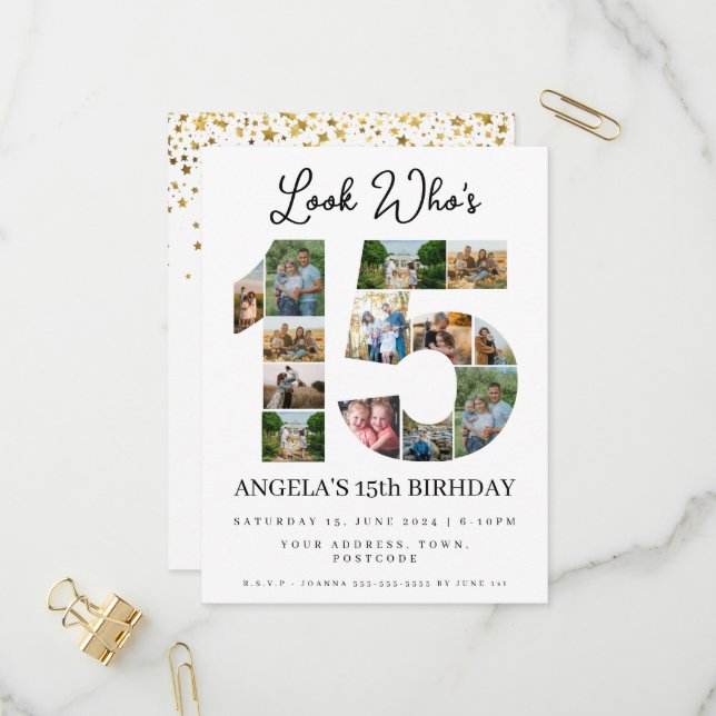 mira quién es la invitación de cumpleaños de 15 Ph (Anverso/Reverso In Situ)