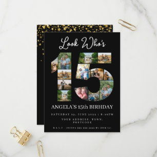 mira quién es la invitación de quince Collages de 