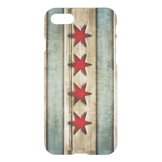 Mirada de madera apenada bandera de Chicago del Funda Para iPhone 7