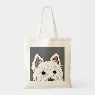 Mirando a escondidas Westie haga frente a la bolsa
