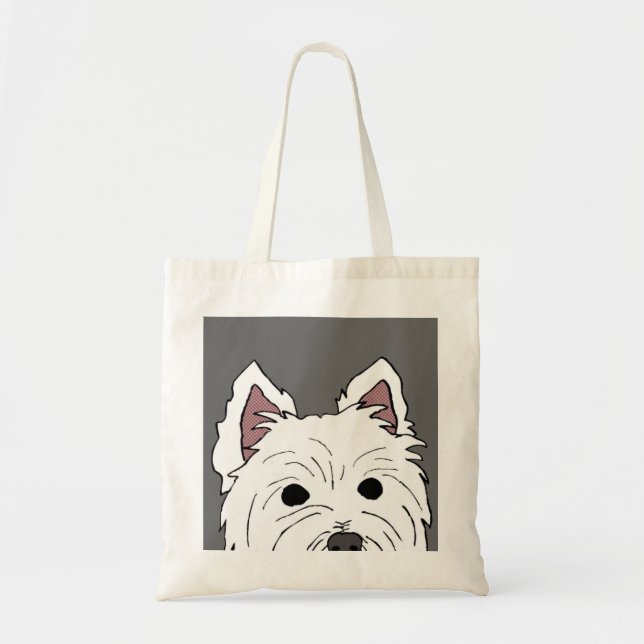 Mirando a escondidas Westie haga frente a la bolsa (Frente)