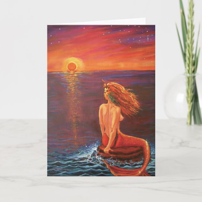 Mirando la puesta del sol - tarjeta de (Anverso)