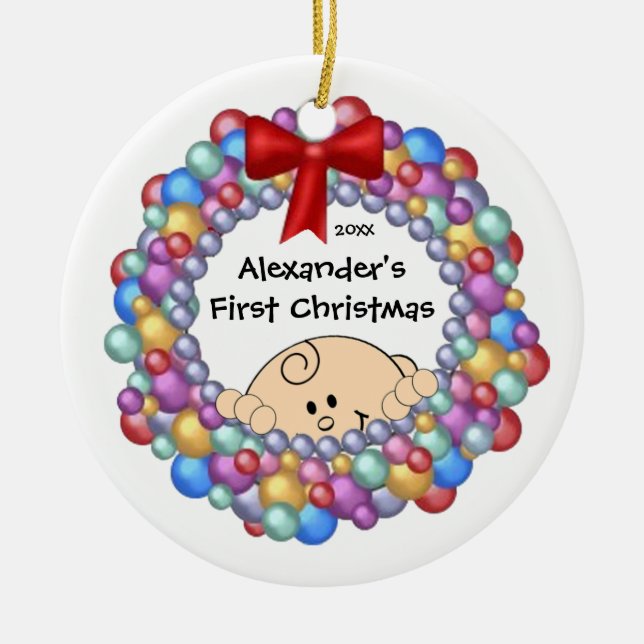 Mirar a escondidas ornamento del navidad del bebé (Frente)