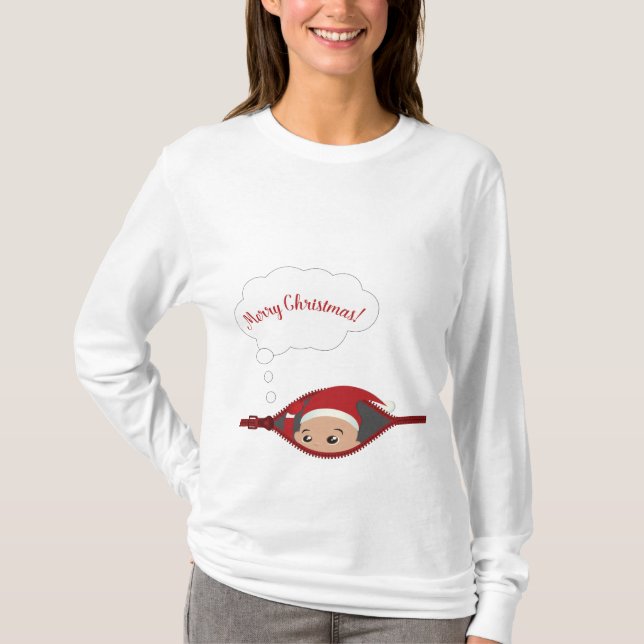 Mire a escondidas una camiseta larga de maternidad (Anverso)