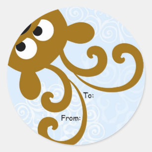 Mire a escondidas una etiqueta del navidad del