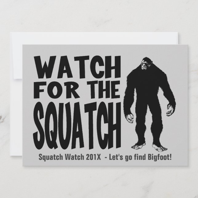 Mire para la invitación de la caza de Squatch (Anverso)