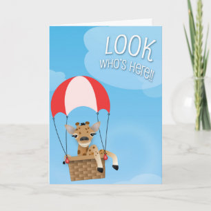 Mire quién está aquí tarjeta de la jirafa del bebé