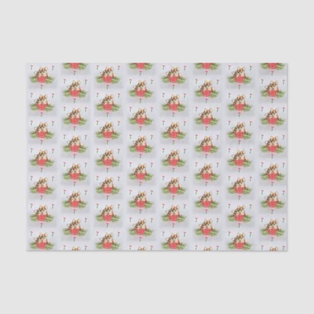 "Mire quién floreció!" Papel seda del Corgi (Anverso)