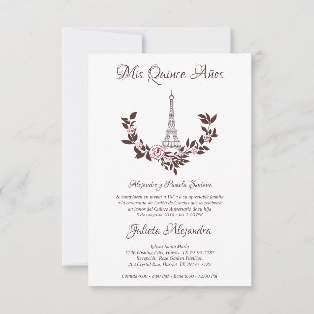 Mis Quince años Diseño Floral París (Anverso)