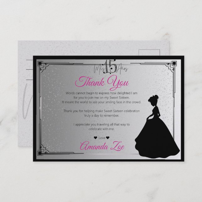 Mis Quince Gracias Nota Negro y Blanco (Anverso / Reverso)