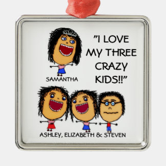 Mis tres niños locos Personalizado Ornamento de Na
