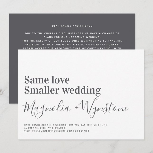 Mismo amor Invitación a una boda más pequeña (Anverso / Reverso)